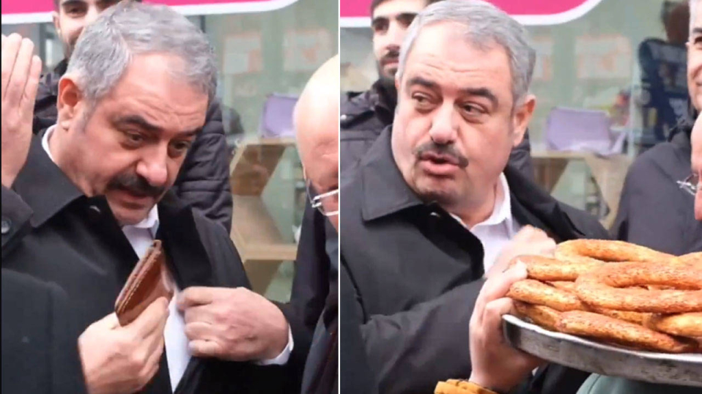 AKP'nin Diyarbakır adayı 100 liraya bir tepsi simit almaya çalıştı